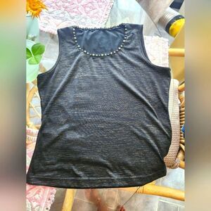 Y2k Mesh Beaded Neckline Tank Top 00s